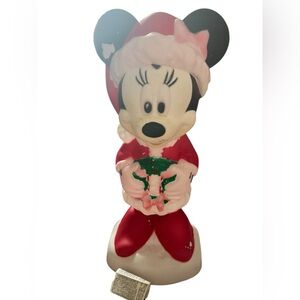 Disney Christmas Minnie‎ Mouse Holding Wreath Lighted Blowmold 24” Tall Gemmy ✅